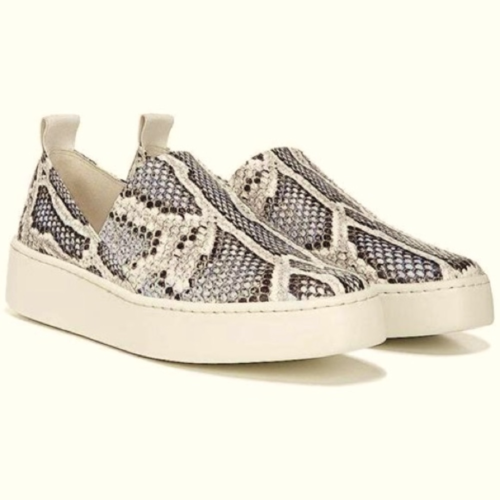 VINCE Saxon 2 Snakeskin Slip on Platform Sneaker Brown Taupe Tan Sz 6.5 Org.$275